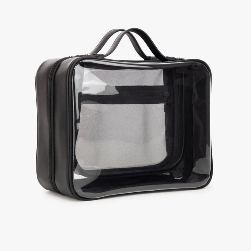 Calpak Large Clear Cosmetics Case in Black